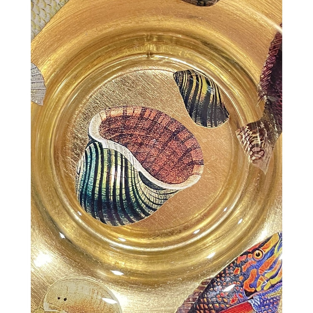 Scott Potter Fish And Shells In Gold And Green Small Bowl 5in Across SIGNED - Picture 9 of 16